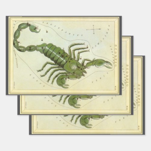 Scorpio Vintage Constellation Uranias Mirror Wrapping Paper Sheets