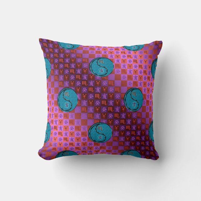 Scorpio & Water Boar Throw Pillow (Front)