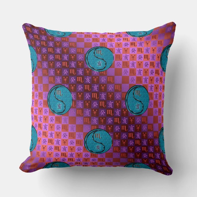 Scorpio & Water Boar Throw Pillow (Front)