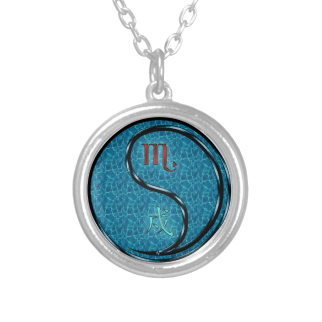 Scorpio & Water Dog Silver Plated Necklace (Front)