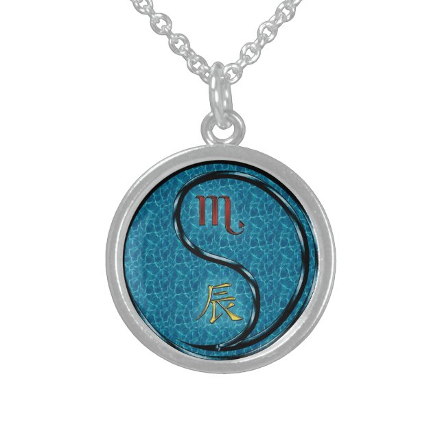 Scorpio & Water Dragon Sterling Silver Necklace (Front)