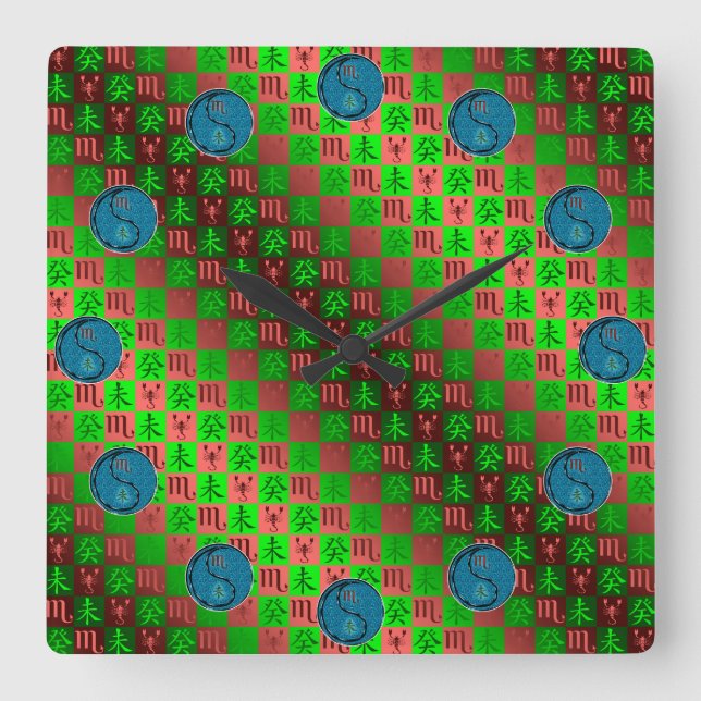 Scorpio & Water Goat Square Wall Clock (Front)