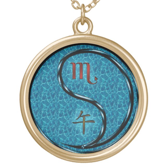Scorpio & Water Horse Gold Plated Necklace (Front)
