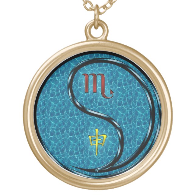 Scorpio & Water Monkey Gold Plated Necklace (Front)