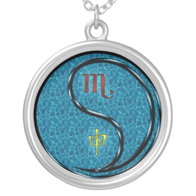 Scorpio & Water Monkey Silver Plated Necklace (Front)