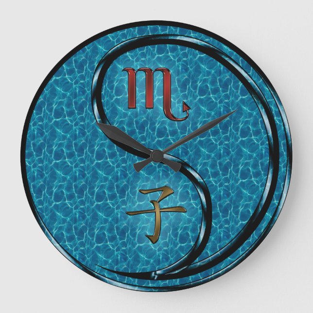 Scorpio & Water Rat Large Clock (Front)