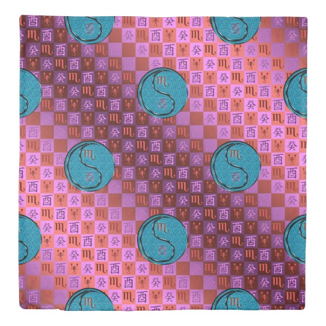 Scorpio & Water Rooster Duvet Cover (Front)