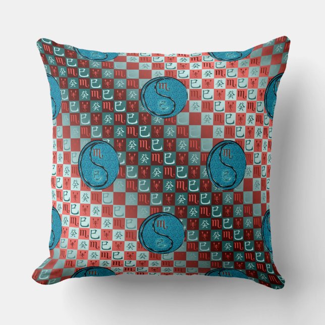 Scorpio & Water Snake Throw Pillow (Front)