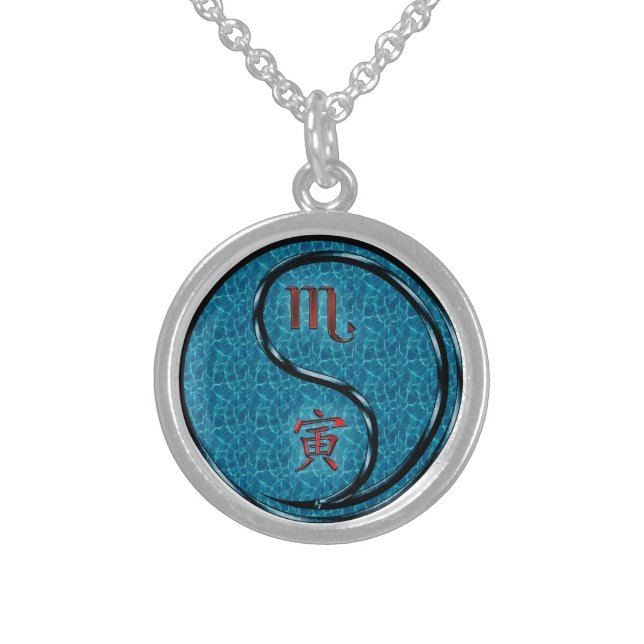 Scorpio & Water Tiger Sterling Silver Necklace (Front)