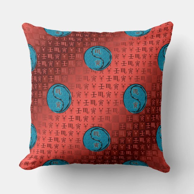 Scorpio & Water Tiger Throw Pillow (Front)