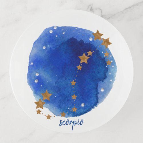 Scorpio Watercolor Night Sky Constellation Zodiac Trinket Tray