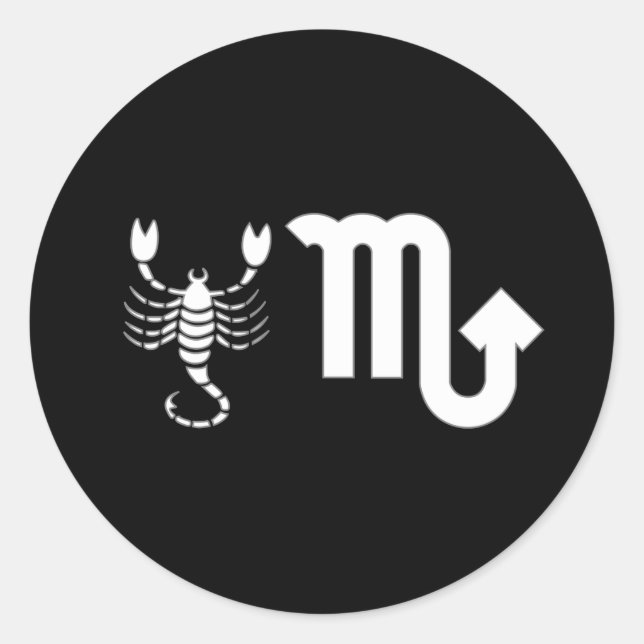Scorpio with Symbol Classic Round Sticker (Front)