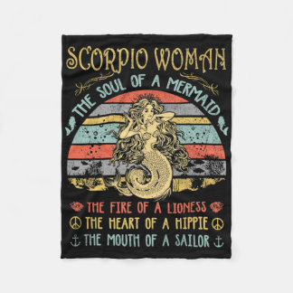 Scorpio Woman The Soul Of A Mermaid Vintage Birthd Fleece Blanket