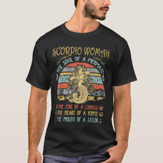 Scorpio Woman The Soul Of A Mermaid Vintage Birthd T-Shirt