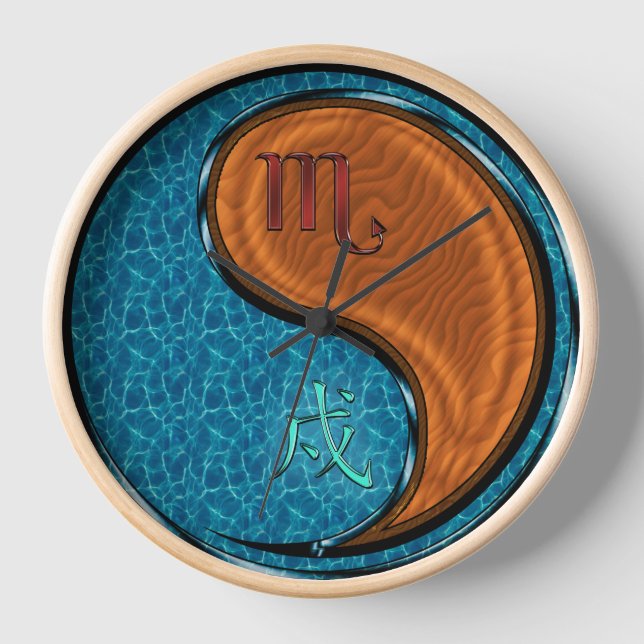 Scorpio & Wood Dog Clock (Front)