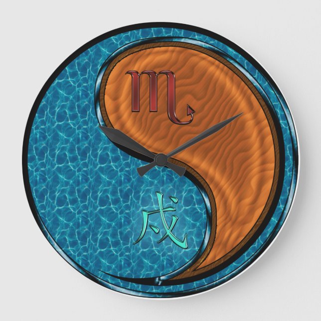 Scorpio & Wood Dog Large Clock (Front)