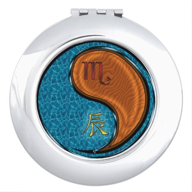Scorpio & Wood Dragon Compact Mirror (Front)