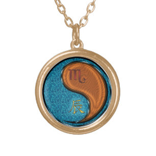 Scorpio & Wood Dragon Gold Plated Necklace