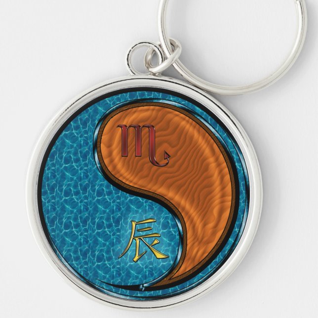 Scorpio & Wood Dragon Keychain (Front)