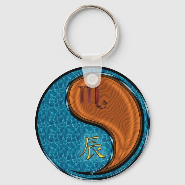 Scorpio & Wood Dragon Keychain (Front)
