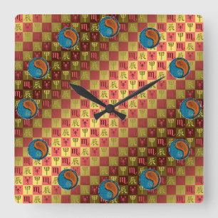 Scorpio & Wood Dragon Square Wall Clock