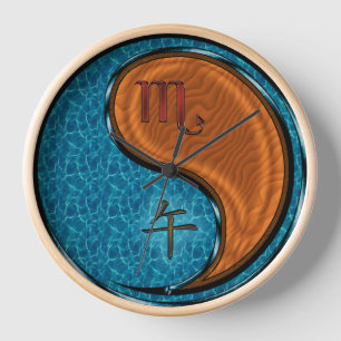 Scorpio & Wood Horse Clock