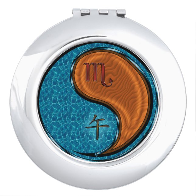 Scorpio & Wood Horse Compact Mirror (Front)