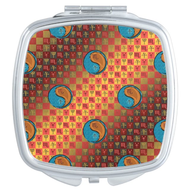 Scorpio & Wood Horse Compact Mirror (Front)