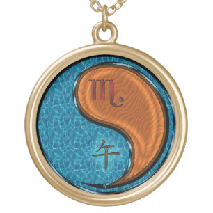Scorpio & Wood Horse Gold Plated Necklace