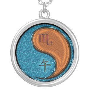 Scorpio & Wood Horse Silver Plated Necklace