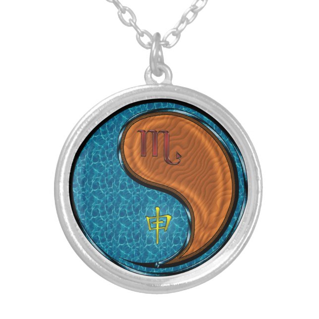 Scorpio & Wood Monkey Silver Plated Necklace (Front)