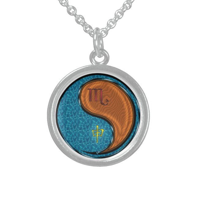 Scorpio & Wood Monkey Sterling Silver Necklace (Front)