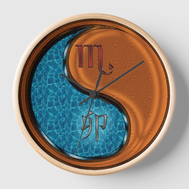 Scorpio & Wood Rabbit Clock (Front)