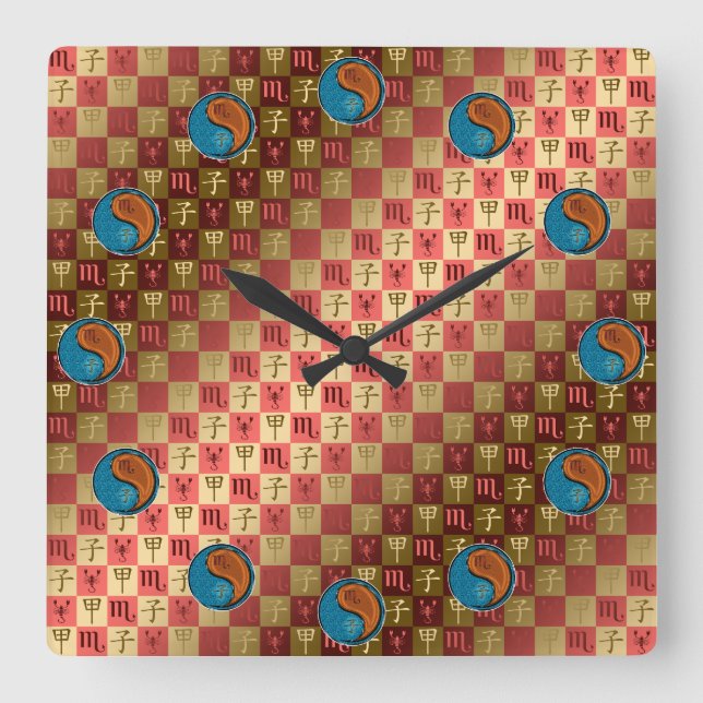 Scorpio & Wood Rat Square Wall Clock (Front)