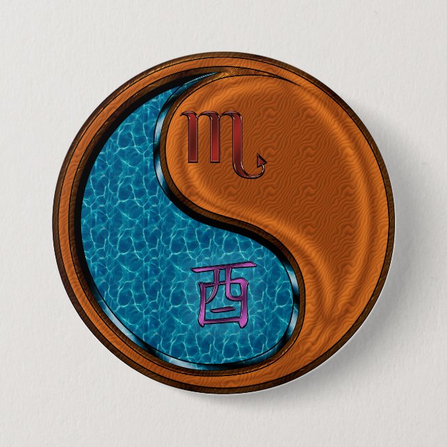 Scorpio & Wood Rooster Button (Front)