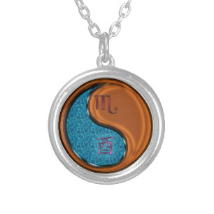 Scorpio & Wood Rooster Silver Plated Necklace