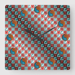 Scorpio & Wood Snake Square Wall Clock