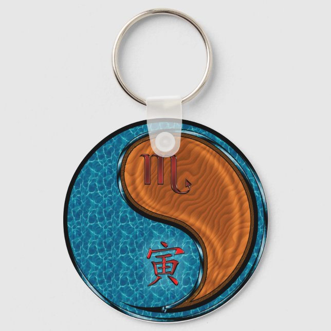 Scorpio & Wood Tiger Keychain (Front)