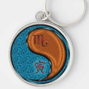 Scorpio & Wood Tiger Keychain