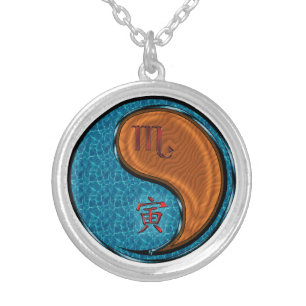 Scorpio & Wood Tiger Silver Plated Necklace