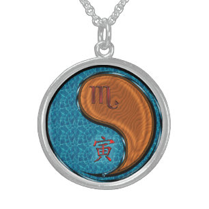 Scorpio & Wood Tiger Sterling Silver Necklace