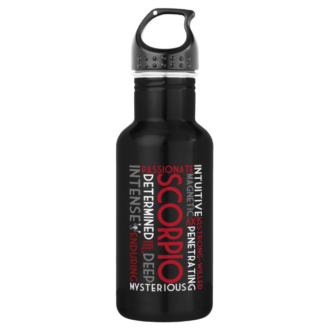 Scorpio Word Collage Stainless Steel Water Bottle (Front)