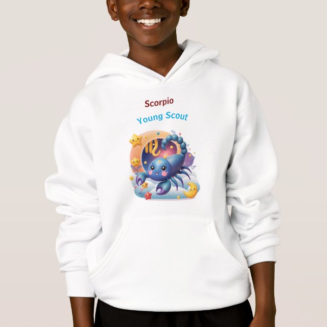Scorpio Young Scout Zodiac Kids Hoodie Pullover (Front)