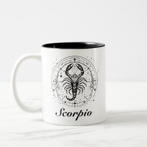 Scorpio zodia sign with horoscope traits Two_Tone coffee mug