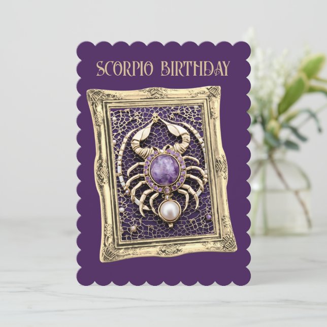 Scorpio Zodiac A Purple Gem Invitation (Standing Front)