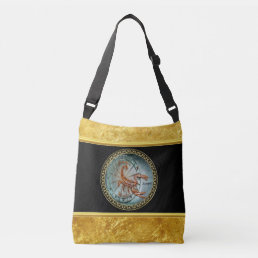 Scorpio Zodiac Astrology black gold foil design Crossbody Bag
