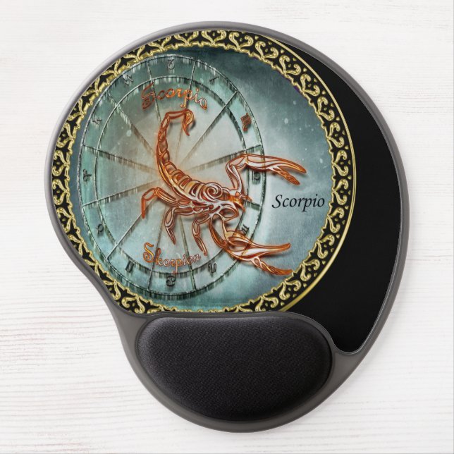 Scorpio Zodiac Astrology black gold foil design Gel Mouse Pad (Front)
