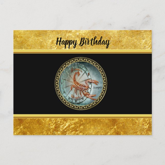 Scorpio Zodiac Astrology black gold foil design Postcard (Front)