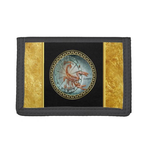 Scorpio Zodiac Astrology black gold foil design Tri_fold Wallet