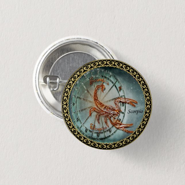 Scorpio Zodiac Astrology design Pinback Button (Front & Back)
